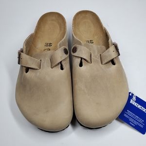 New Birkenstock Boston Tobacco Brown Leather Clogs